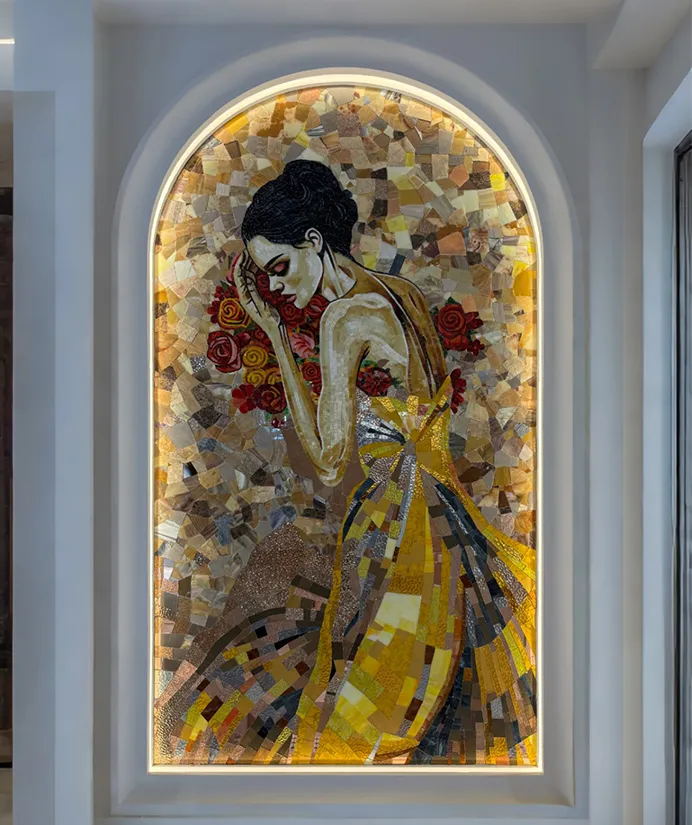 BZ28-04 "Golden Rhapsody" Multi-component Mosaic Artwork