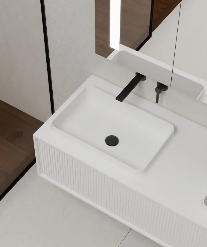 BZ16-03S Smooth Finish Durable Vanity Top Solid Surface Basin
