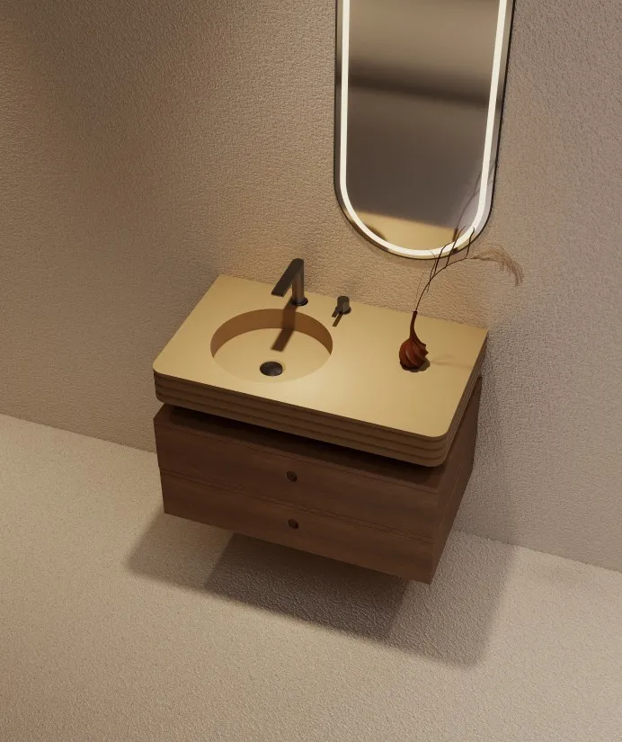 BZ09-03S Fluted Fashion Wang-hung Solid Surface Basin