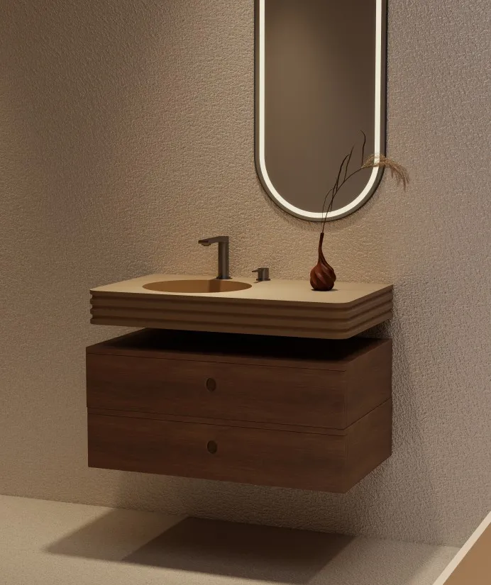 BZ09-03S Fluted Fashion Wang-hung Solid Surface Basin