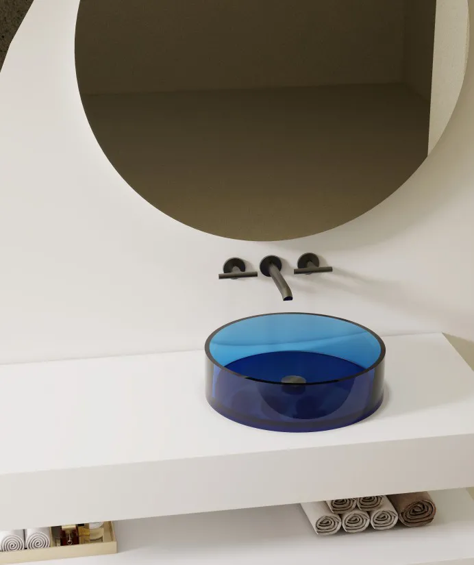 BZ06-02R Round See-Through Countertop Resin Wash Basin