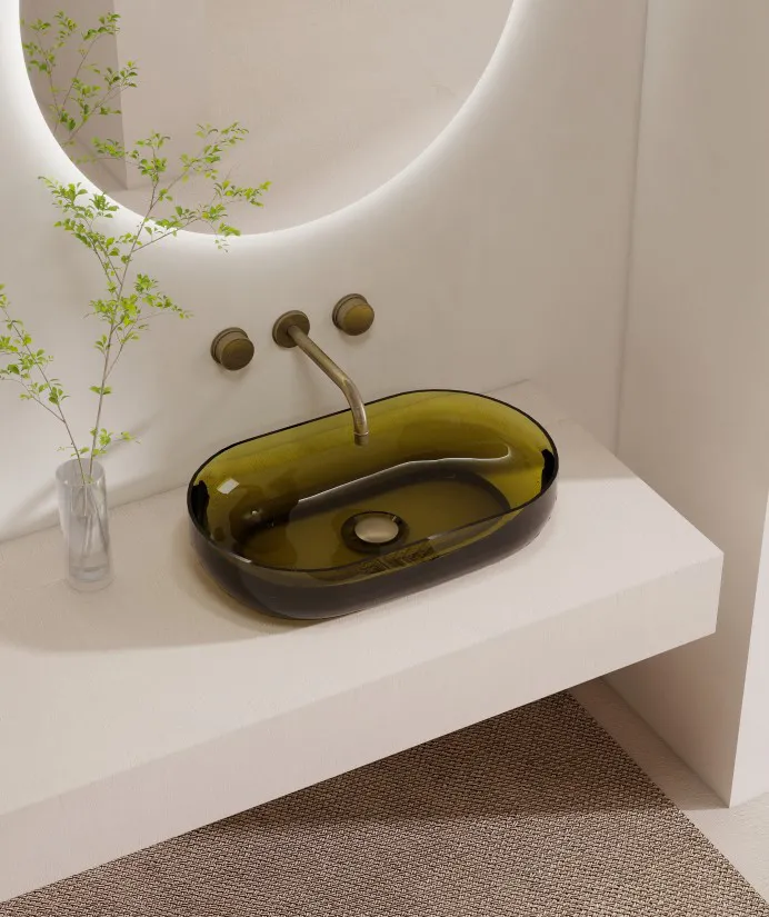 BZ06-08R Oval Clear Countertop Resin Wash Basin