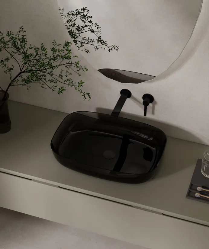 BZ06-09R Rectangular Crystal Countertop Resin Wash Basin