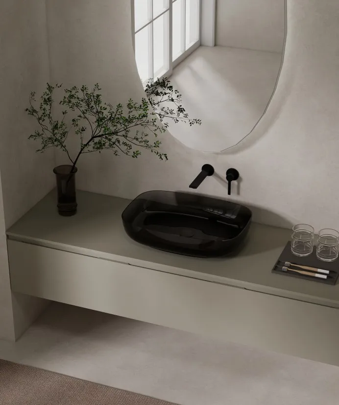 BZ06-09R Rectangular Crystal Countertop Resin Wash Basin