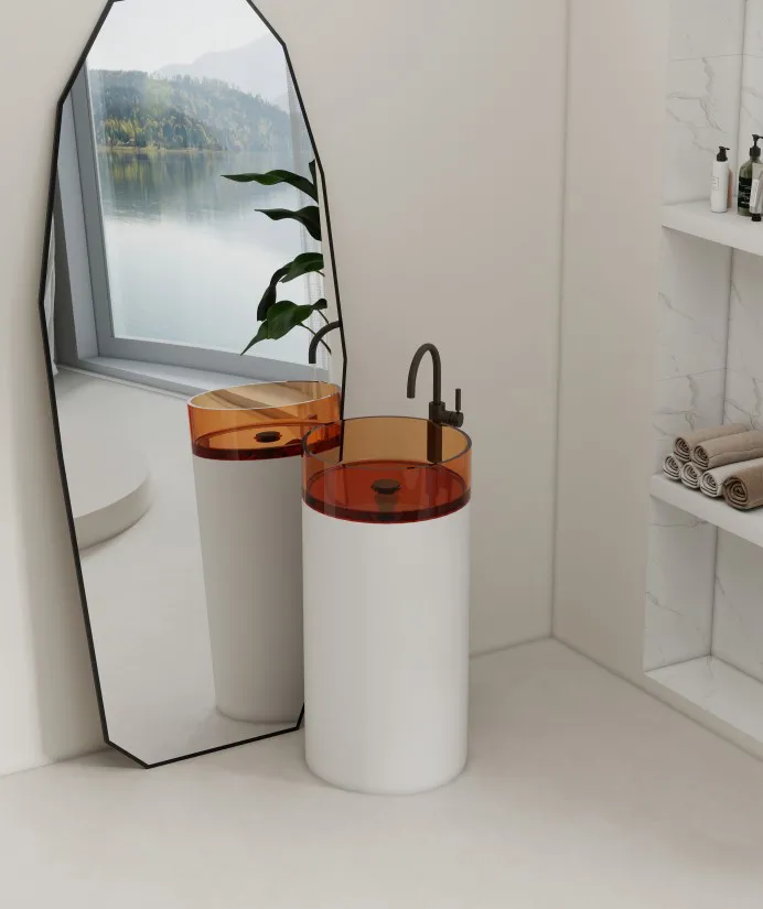 BZ08-06R Classic Round Pedestal Solid Surface Wash Basin