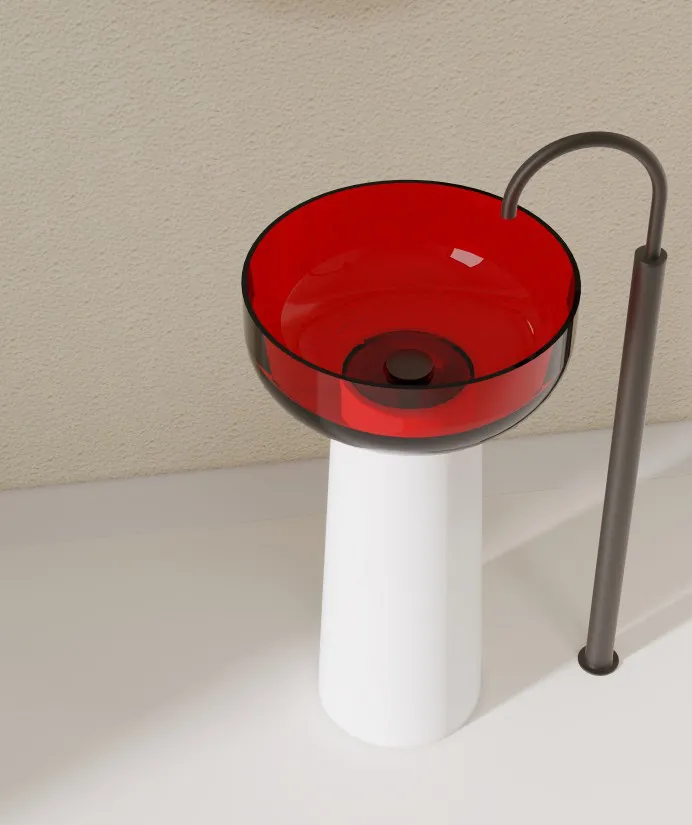 BZ08-08R Elegant See-through Pedestal Solid Surface Wash Basin