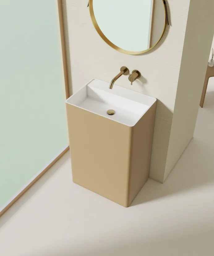 BZ08-01S Rectangle Durable Pedestal Solid Surface Wash Basin