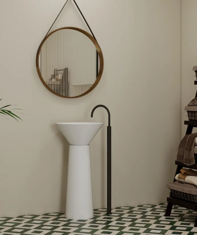 BZ08-03S Hot Style Transparent Pedestal Solid Surface Wash Basin