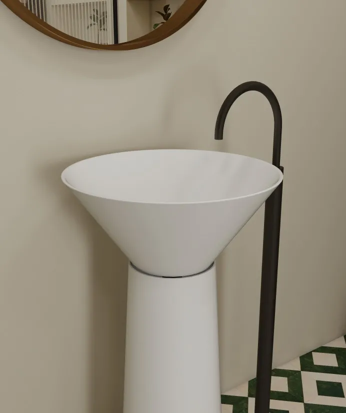 BZ08-03S Hot Style Transparent Pedestal Solid Surface Wash Basin