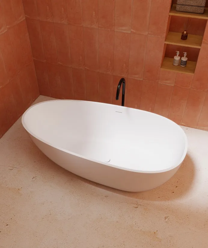 BZ01-01S Egg Shape Classical Freestanding Solid Surface Bathtub