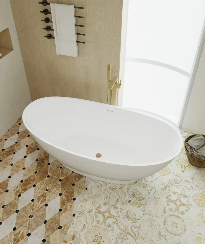 BZ01-03S Oval Unique Design Freestanding Solid Surface Bathtub