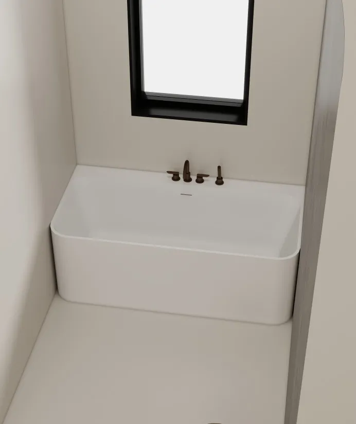 BZ01-08S Square Back To Wall Solid Surface Bathtub