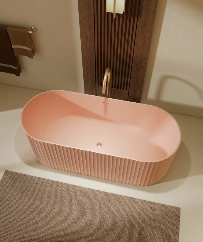 BZ01-09S Fluted Unique Design Freestanding Solid Surface Bathtub