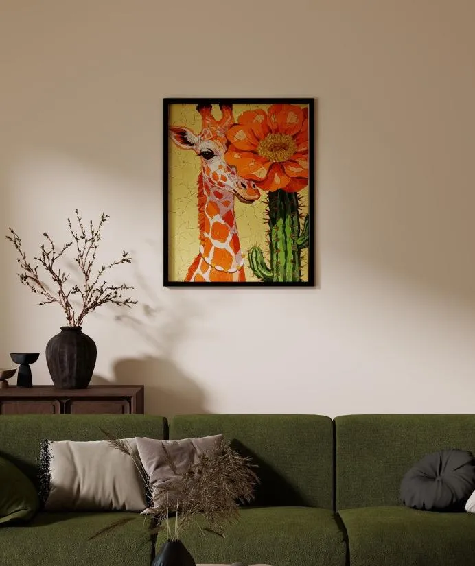 BZ28-08 "Giraffe in the Green" Textured Mosaic Artwork