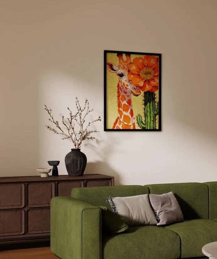 BZ28-08 "Giraffe in the Green" Textured Mosaic Artwork