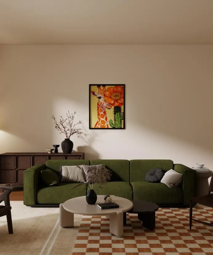 BZ28-08 "Giraffe in the Green" Textured Mosaic Artwork