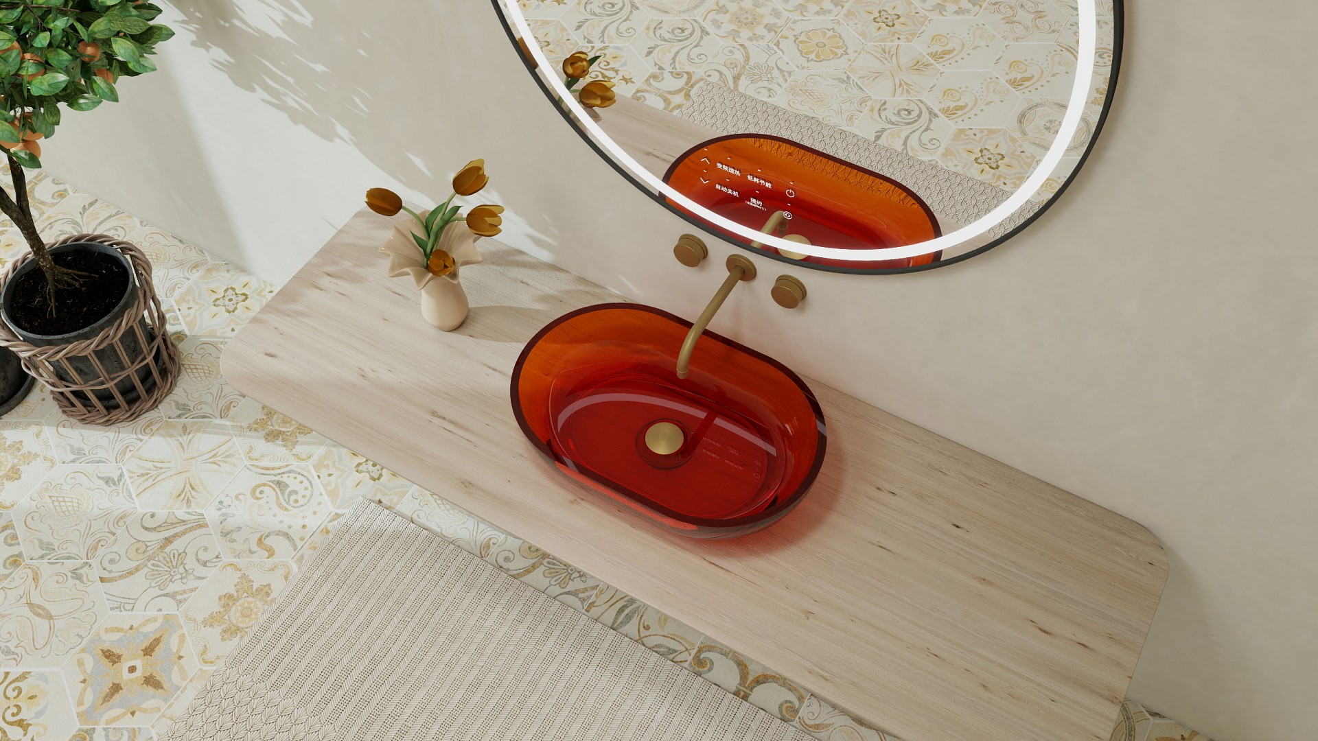 BZ06-07R Countertop Resin Wash Basin