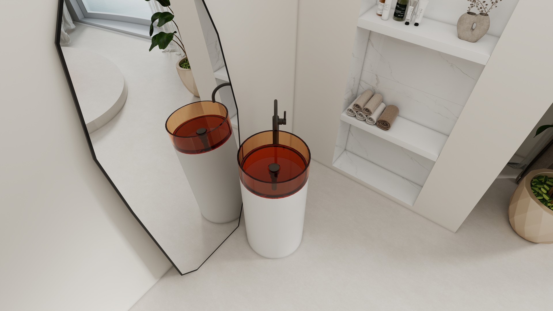 BZ08-06R Pedestal Resin Wash Basin