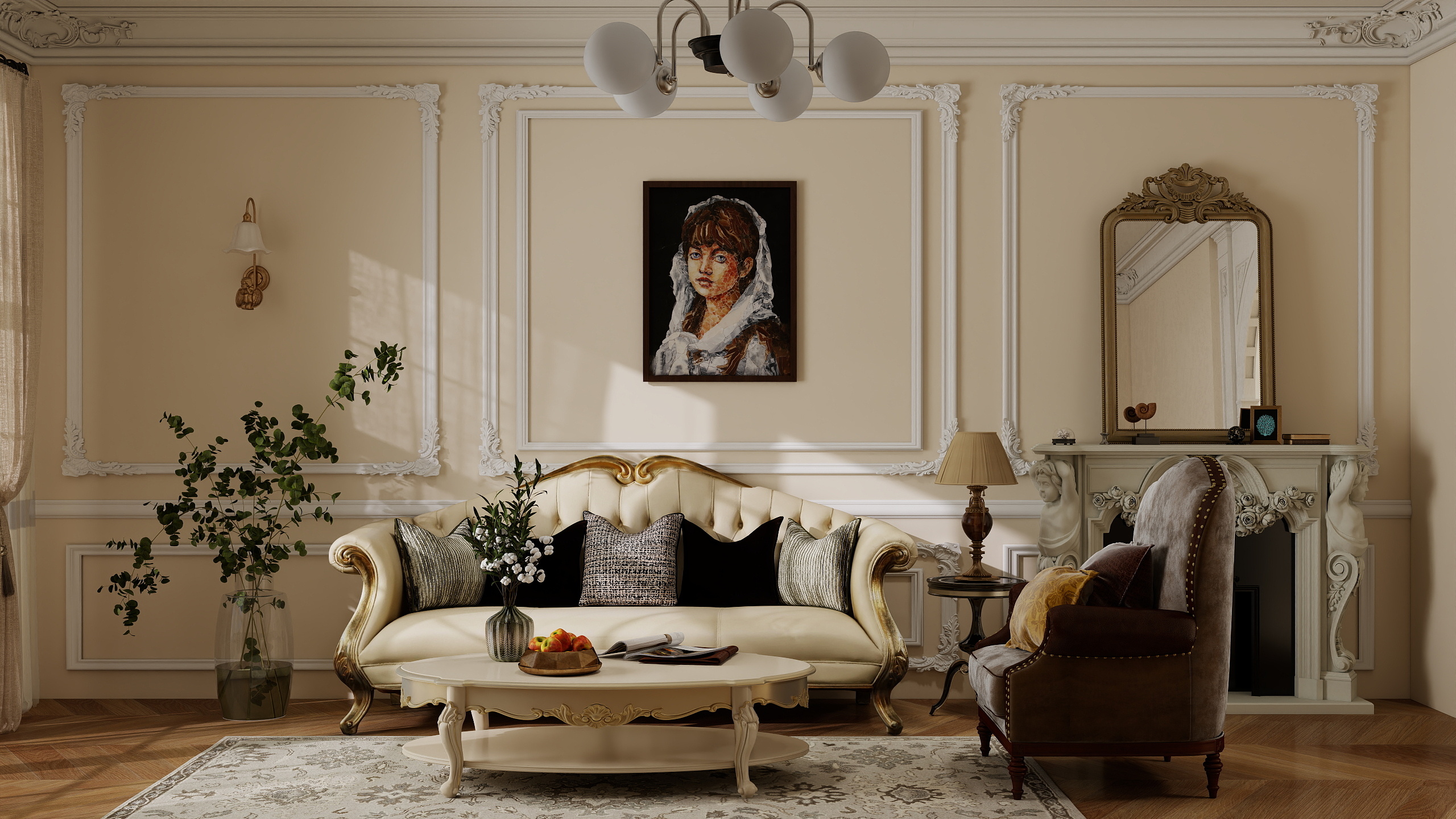 BZ28-06 "Gaze" Natural Stone Mosaic Artwork
